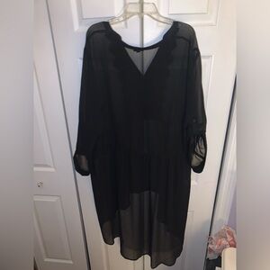 TORRID Black Lace Front Hi-Lo Tunic Top 3X